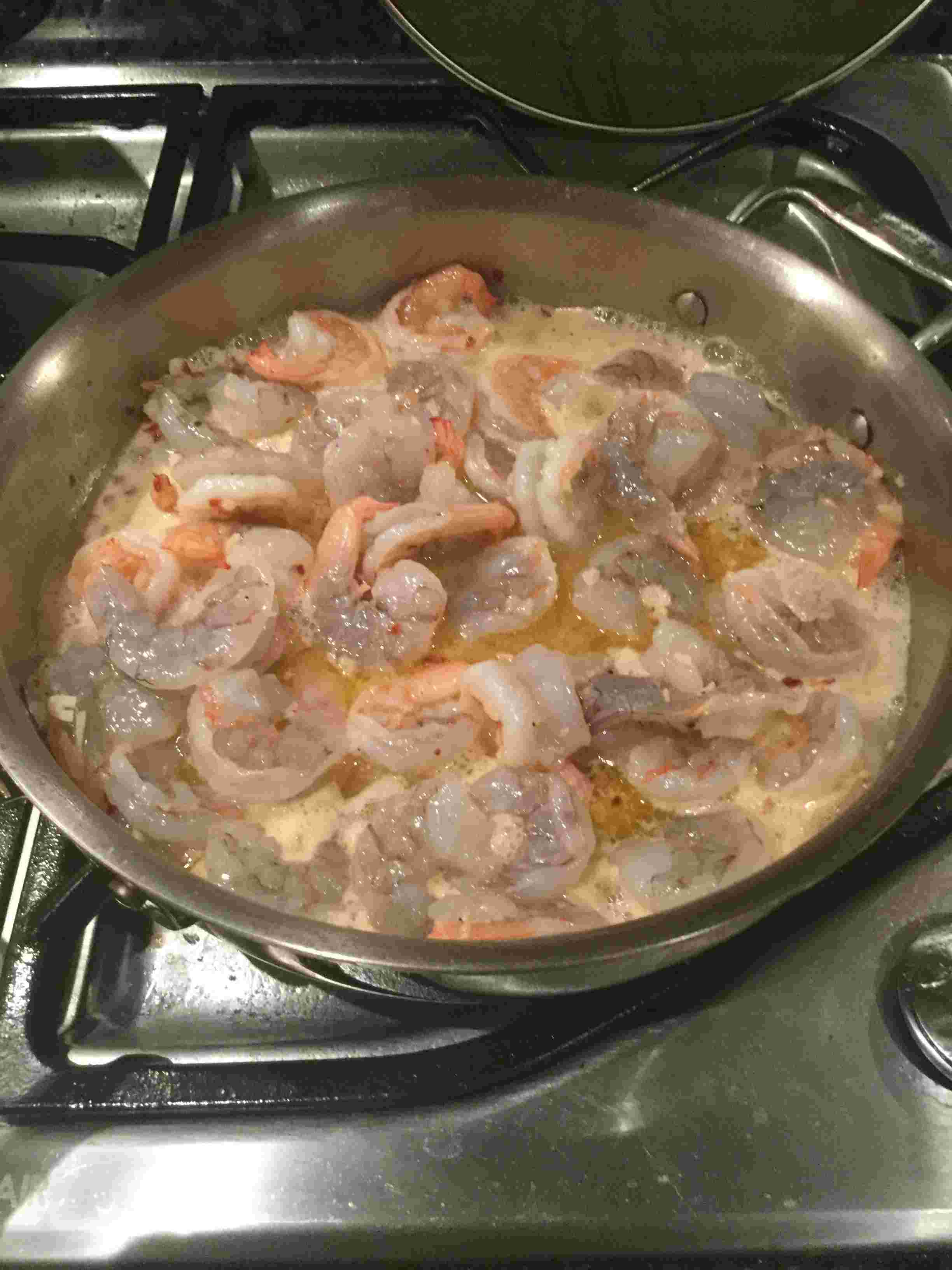 Adding the shrimp