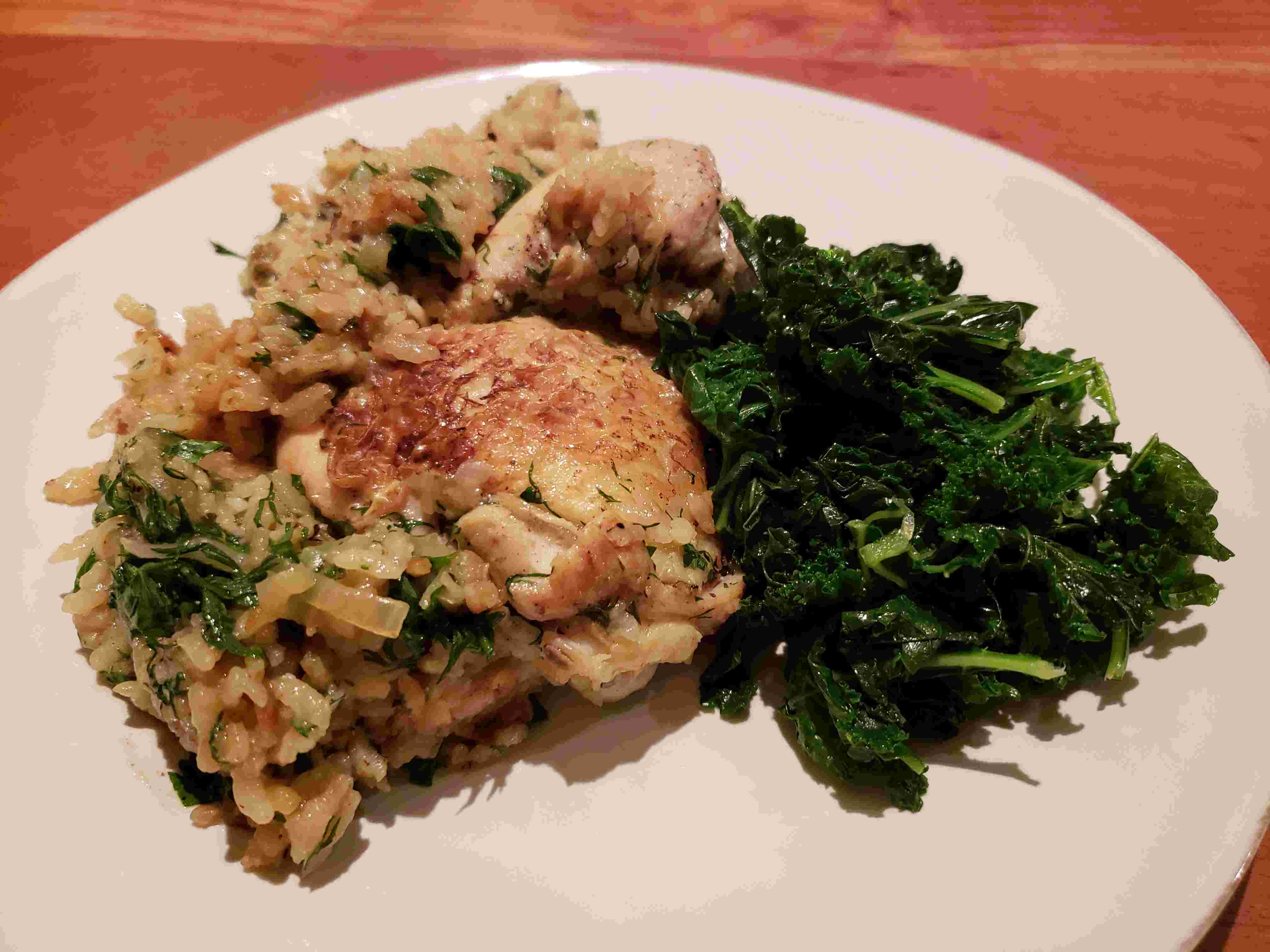 Chicken with Caramelized Onion and Cardamom Rice trial by fryer